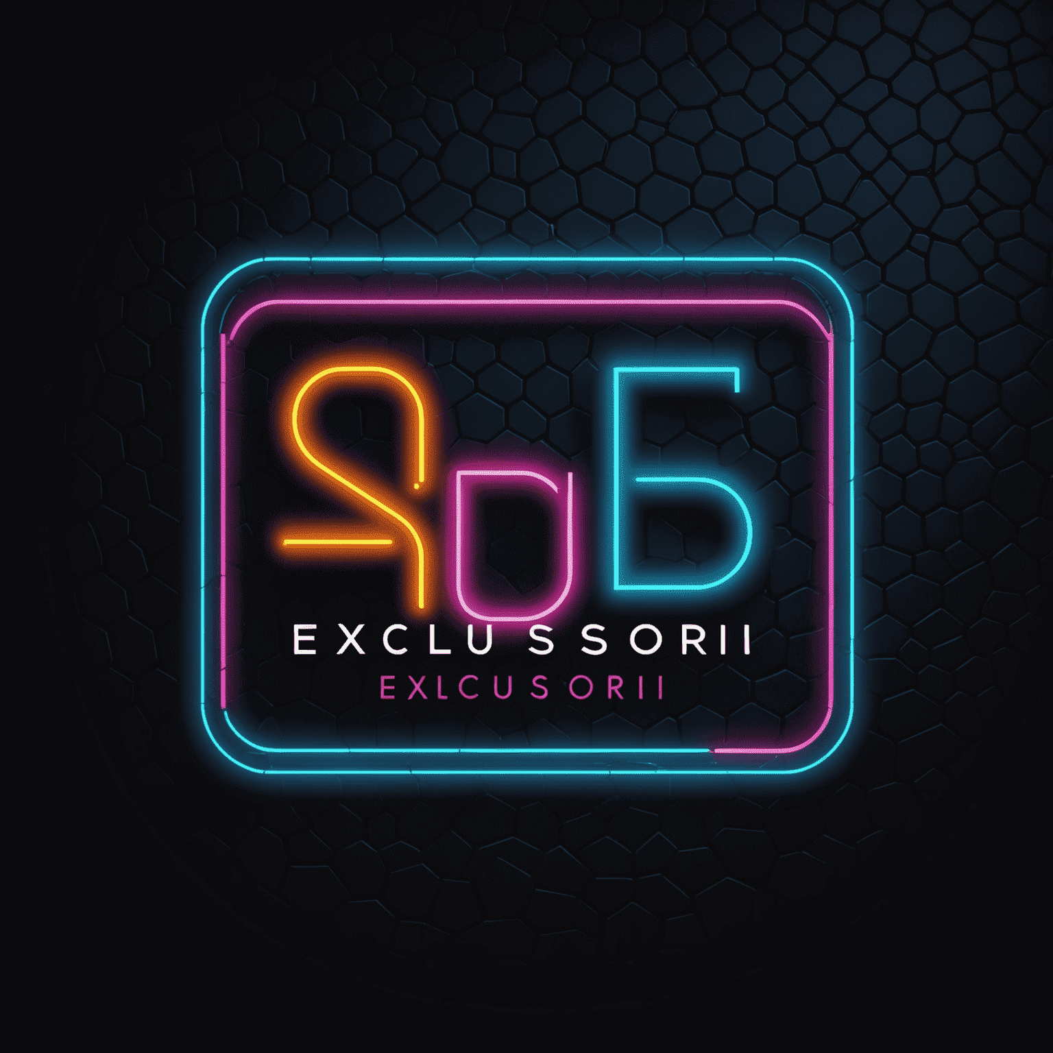 Exclusori logo - stylized text with neon glow effect