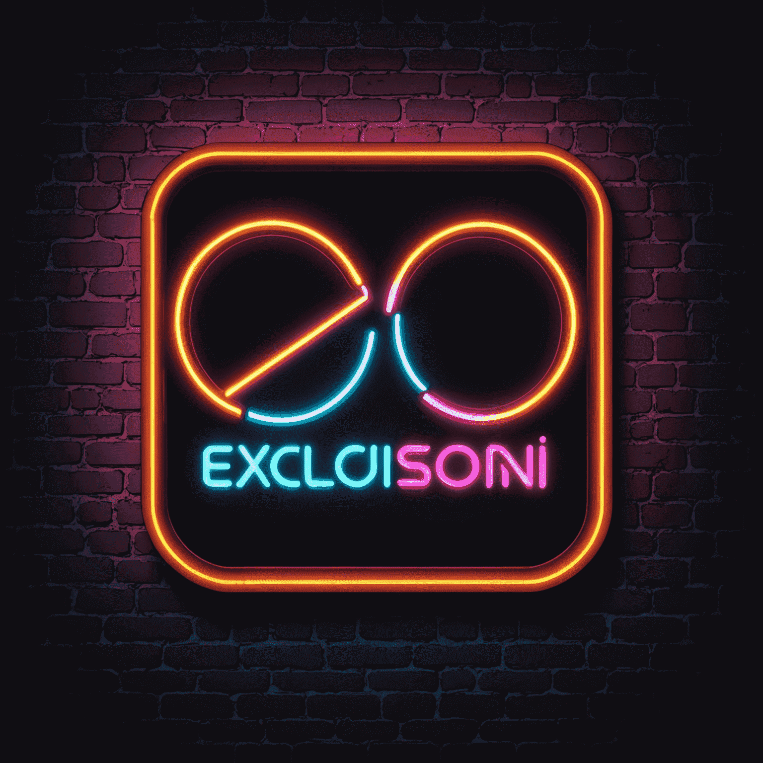 Exclusori logo - stylized text with neon glow effect