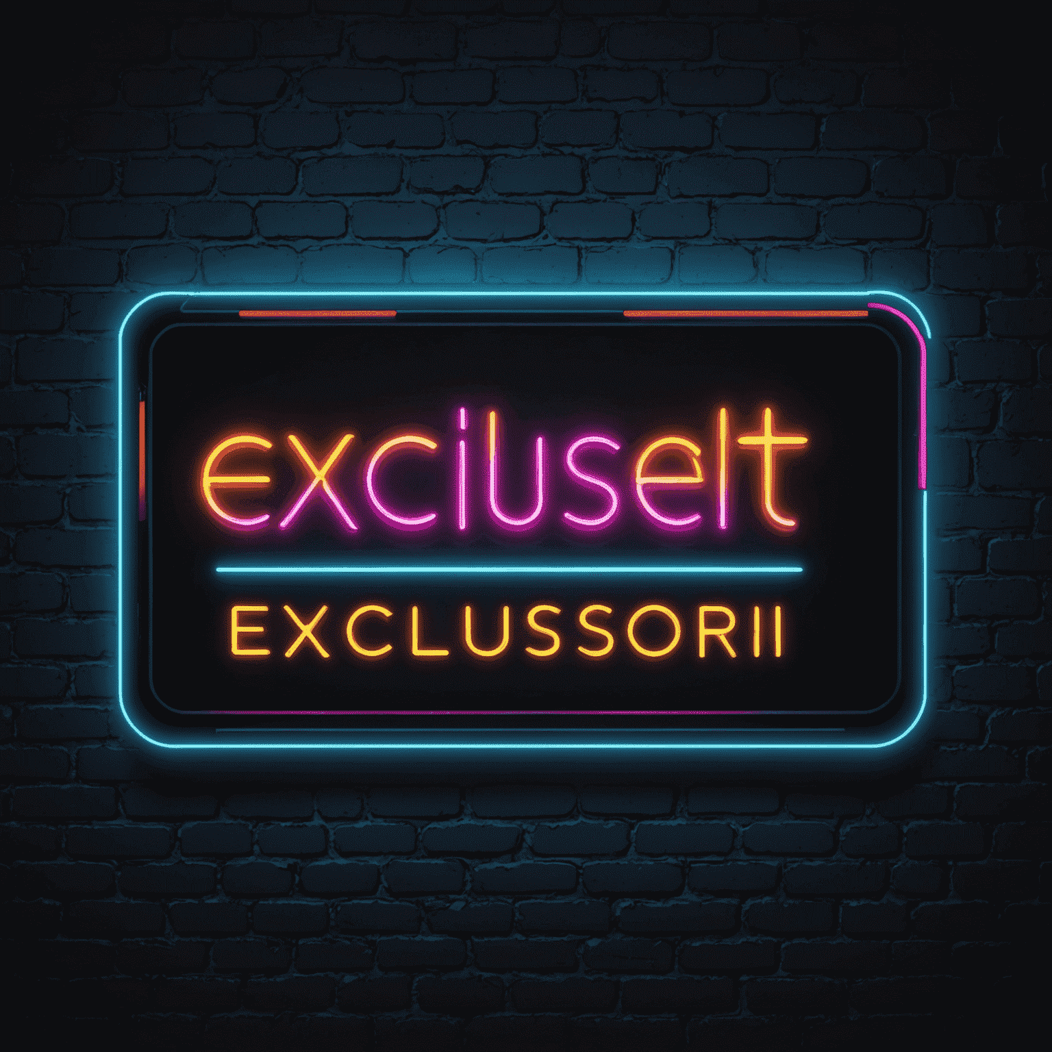 Exclusori logo - stylized text with neon glow effect