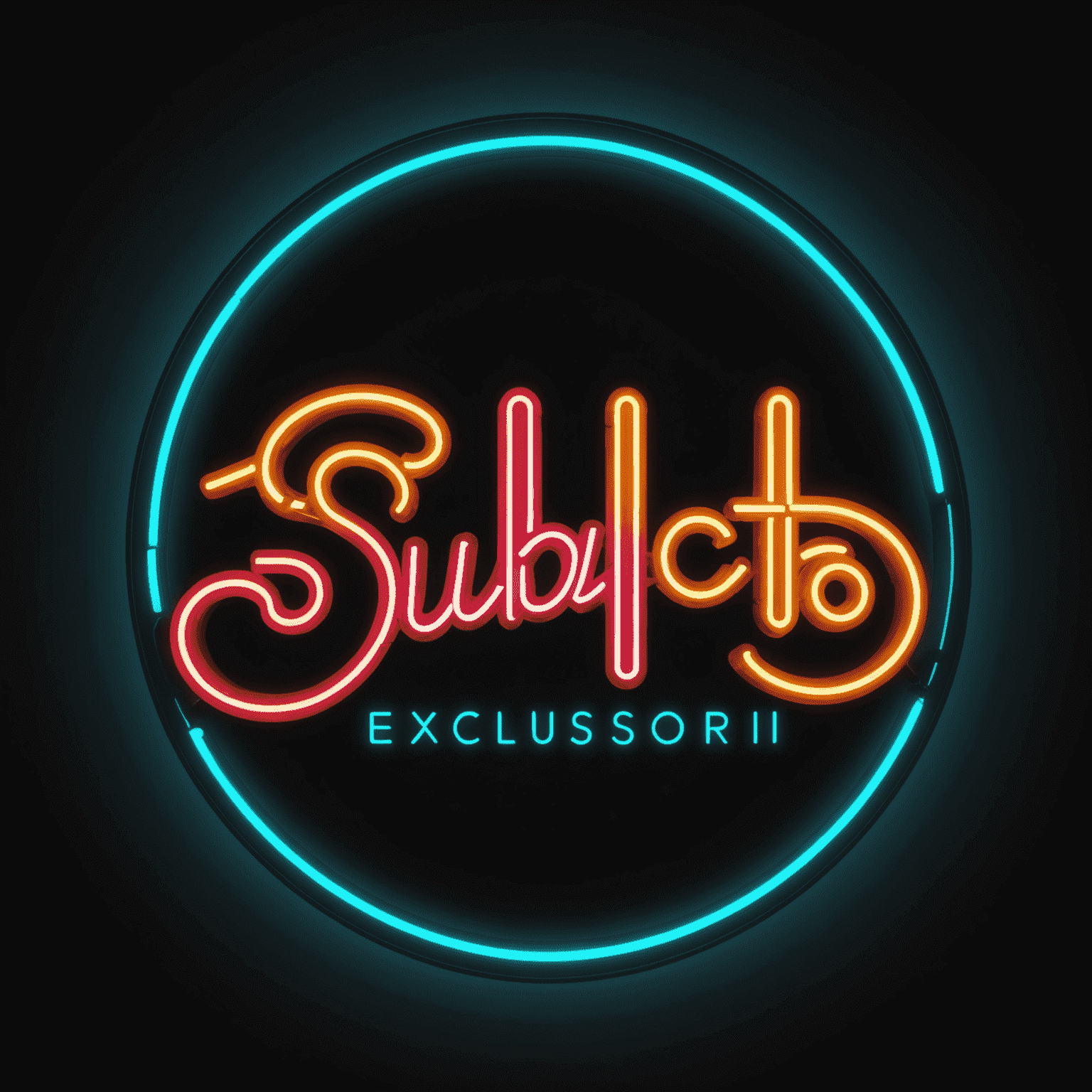 Exclusori logo - stylized text with neon glow effect