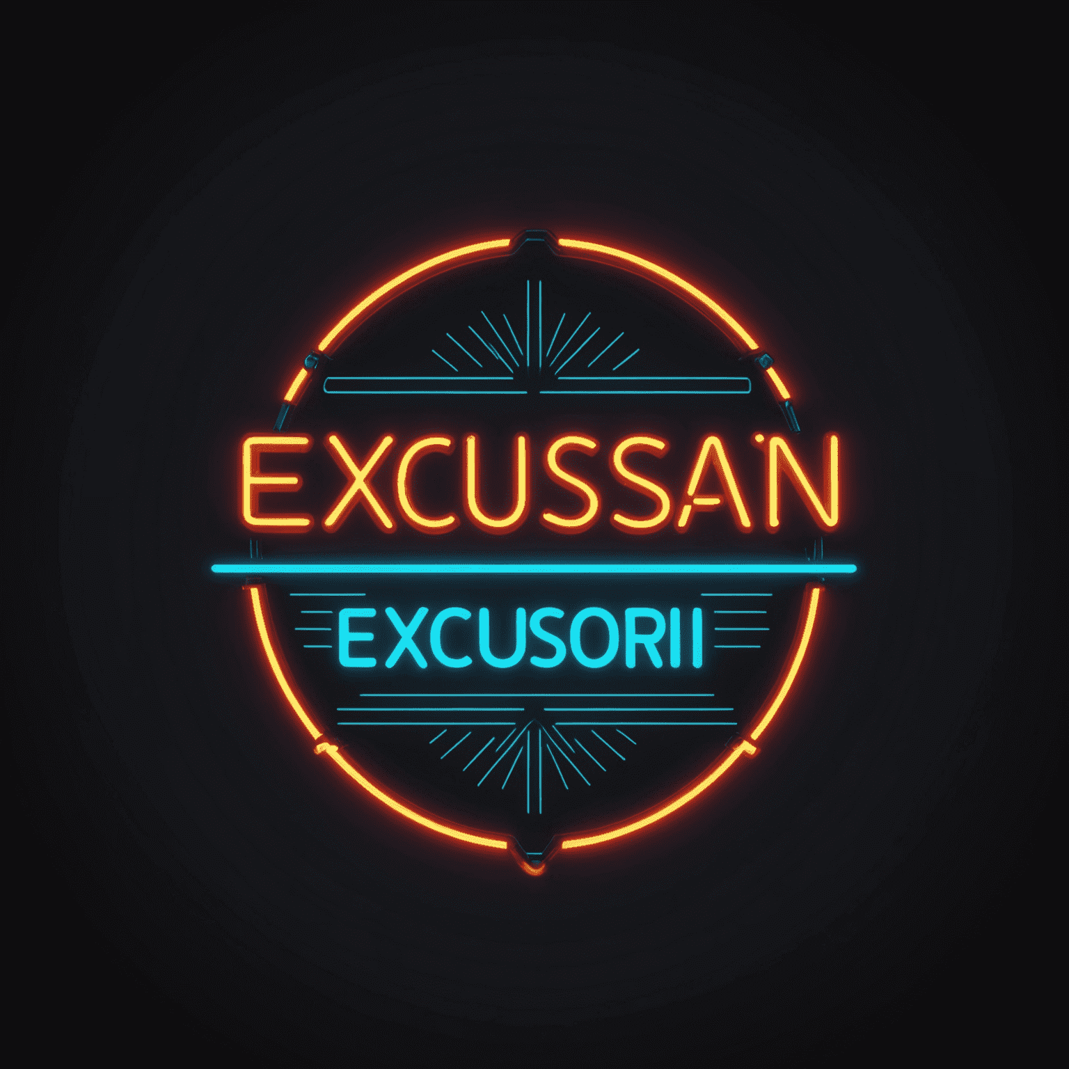 Exclusori logo - stylized text with neon glow effect